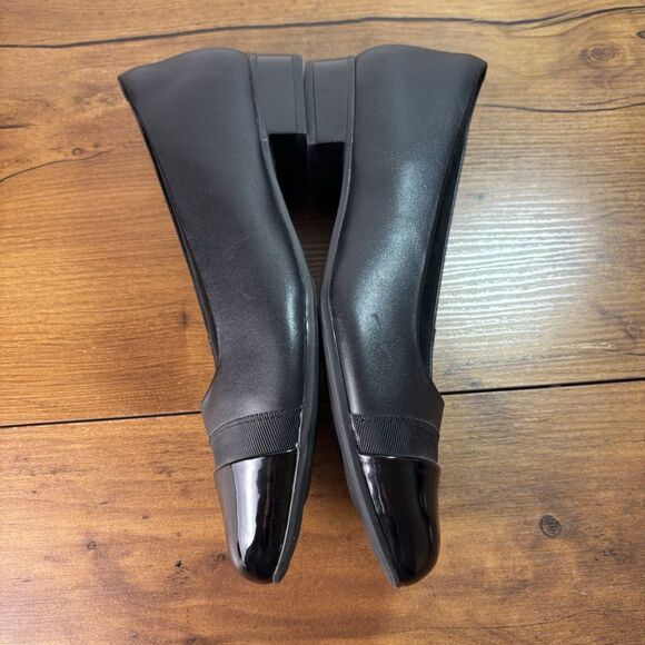 Clarks Womens Juliet Monte Ballet Flat Size 9 M Black Leather Cap Toe Shoe - Picture 6 of 11